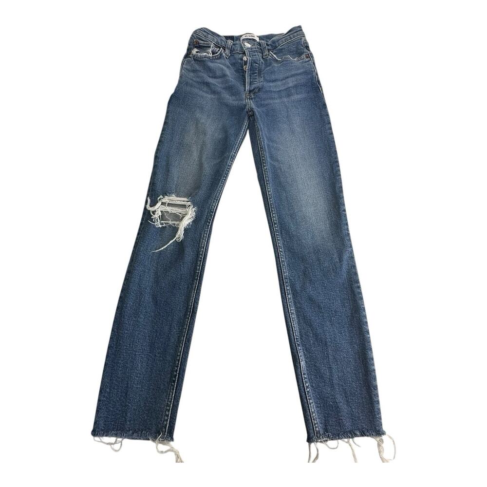 RE/DONE 90s High Rise Ankle Crop Jeans Women’s Distressed Destroyed Size 24